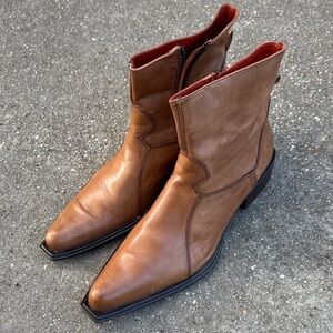 Aldo Men's Tan Leather Western Zip Boots